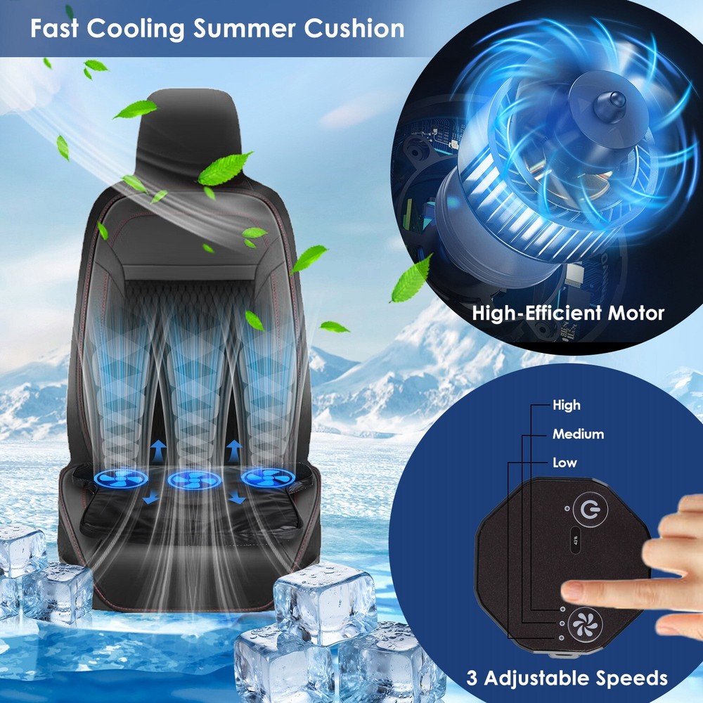 Automatic Water Cooling Seat Soft Comfortable Cushion Adjustable 3 Speeds Fan US