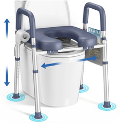 KEKOY Raised Toilet Seat with Handles 400lb Adjustable Height Blue