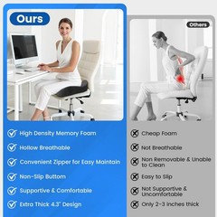 Dailycuddles Seat Cushion Premium Memory Foam Office Chair Cushion Supportive
