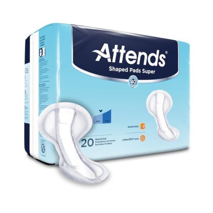 Attends Shaped Pads Adult Unisex Dispose Polymer Core Heavy Absorb 13×27.2″ 80