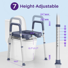 KEKOY Raised Toilet Seat with Handles 400lb Adjustable Height Blue
