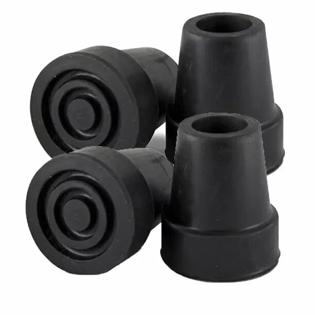 Reinforced Rubber Cane Tips, Black, 5/8″ Inch, Pack of 4 Counts