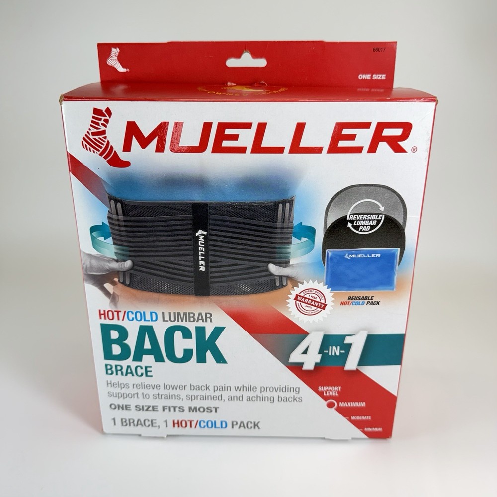 Mueller 4-in-1 Hot/Cold, Lumbar Back Brace One Size Fits Most (Fits 30 – 48 in)