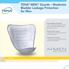 TENA Incontinence Guards for Men Moderate Absorbency, 48 Count, Pack of 3