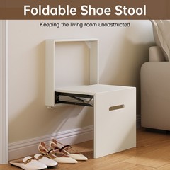 Wall Mounted Folding Stool Space Saving Entryway Stool Shower Seat Chairs White