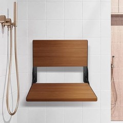 Folding Shower Seat 20“, Large Teak Shower Seat, Folding Shower Bench, Wall