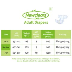 Newclears Adult Diapers with Tabs for Men Women Incontinent Diapers 20/40/60/80