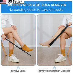 36 Inch Adjustable Long Handled Shoe Horn – Dressing Stick Aid for Black