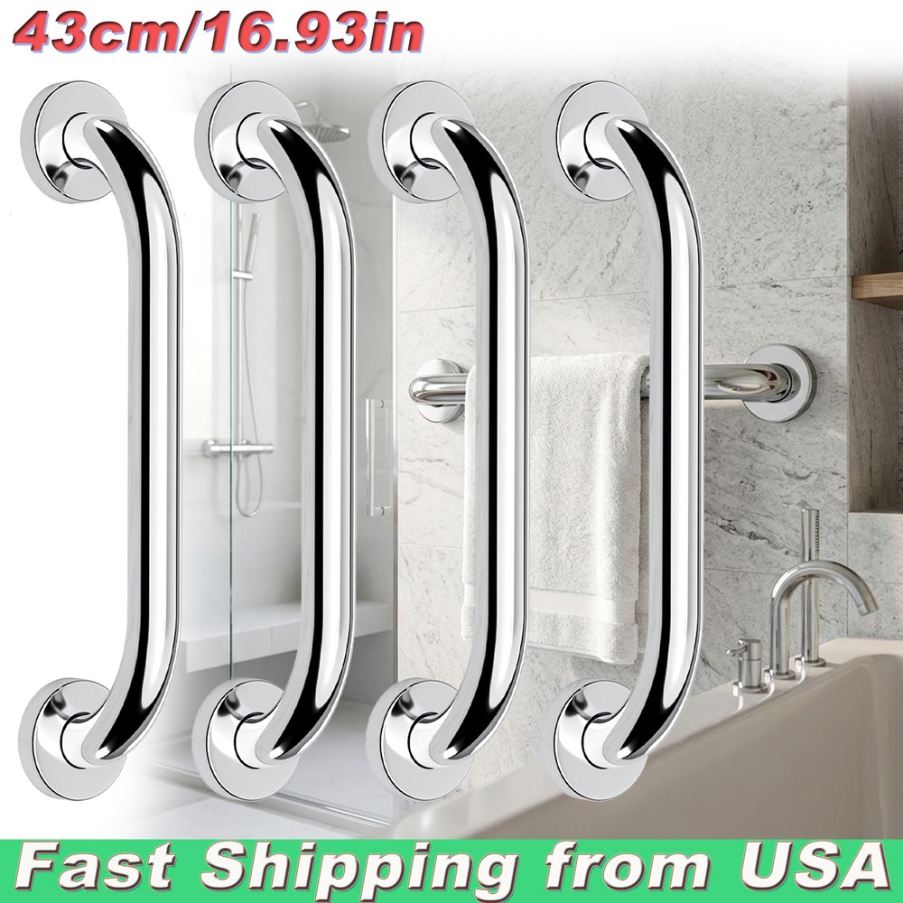 4PCS Stainless Steel Handicap Grab Bar for Bathtub and Shower Elderly Assistance