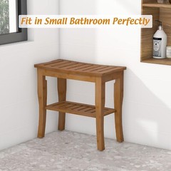 Water-Resistant Waterproof Bamboo Shower Bench – Versatile – 18.9″x18.11″x9.96″