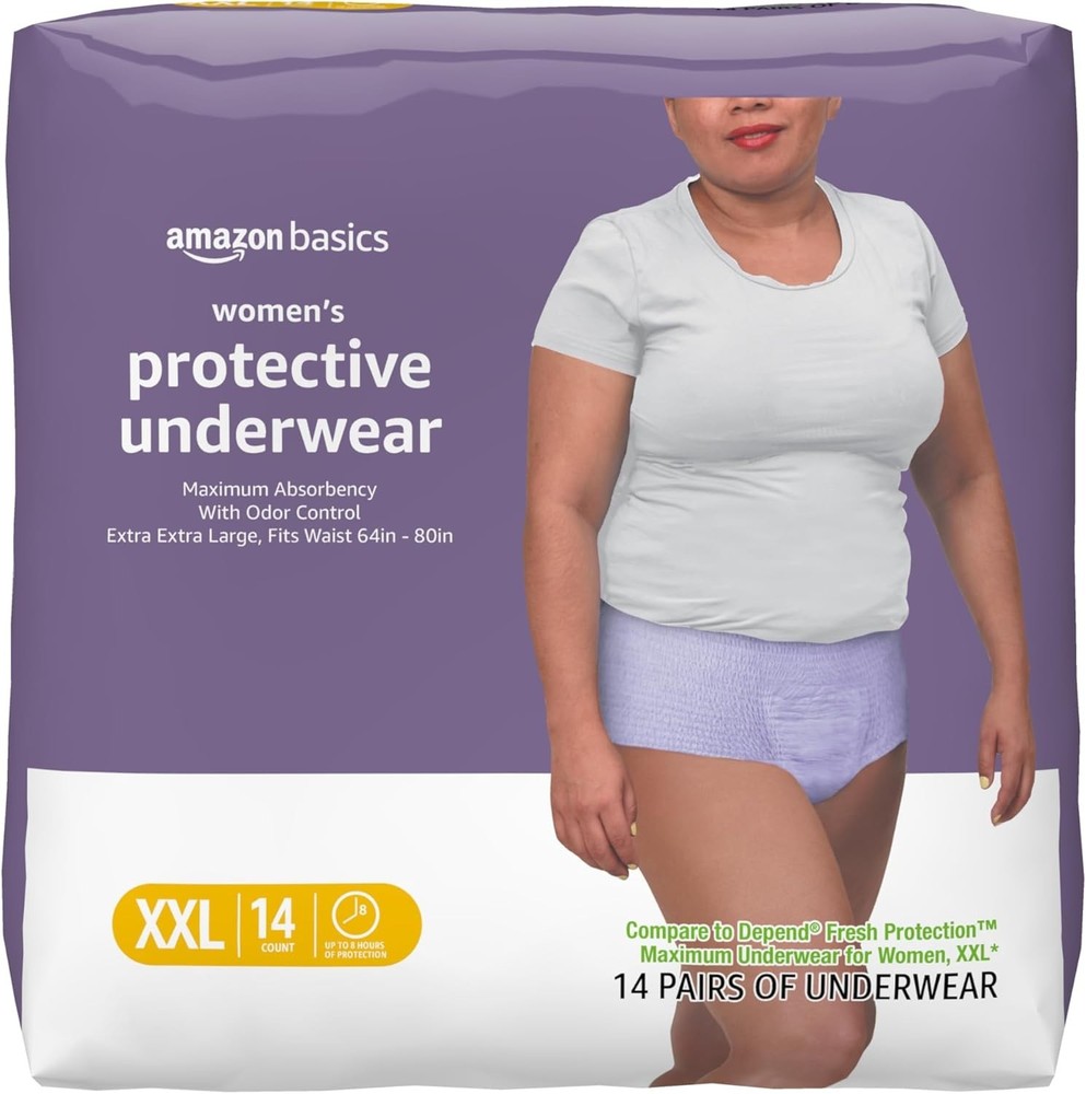 Amazon Basics Women’s XX-Large Postpartum Incontinence Underwear, 14-Pack