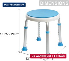 Vaunn Medical Tool-Free Assembly Adjustable Swivel Shower Stool Seat Bench with