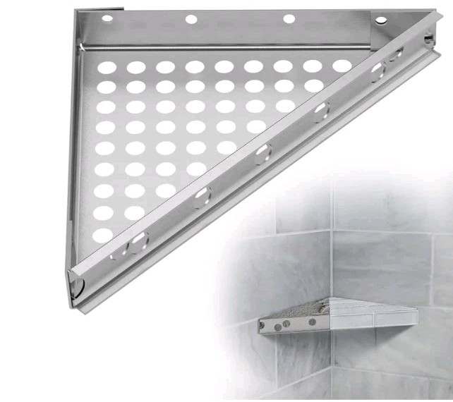 Floating Corner Wall-Mounted Shower Bench Kit, 12×12×17, Stainless Steel
