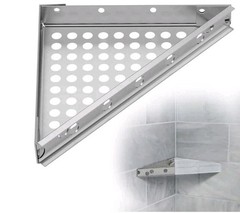 Floating Corner Wall-Mounted Shower Bench Kit, 12×12×17, Stainless Steel