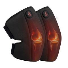 Cordless Heated Knee Brace, 3 Heat Settings, Dual 3000mAh Battery, Black Pair