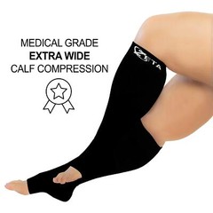 Open Toe Plus Size Support Socks – Short Length Wide Calf Compression Great f…