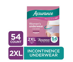 Assurance Women’s Maximum Absorbancy Underwear, 2XL , (54 Count)