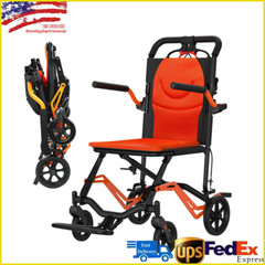 Lightweight Folding Transport Chair Foldable WheelChair 220Lb Capacity w/4 Wheel