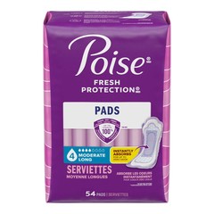 Incontinence Pads for Women, 4 Drop Moderate Absorbency, Long Length, 54 Count