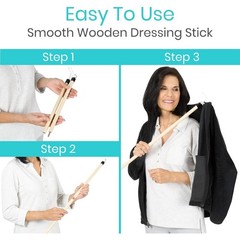 27“ Dressing Stick for Elderly, with Zipper Pants Puller & Sock Remover Tool