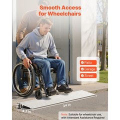 Uimoso 1-Inch Rise Door Threshold Ramp for Wheelchairs, Supports Up to 800 lbs