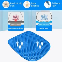 Large Gel Seat Cushion for Long Sitting with NonSlip Cover,Soft & Breathable,…