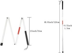 Aluminum Folding Walking Cane Stick Reflective Red for The Blind or White,Red