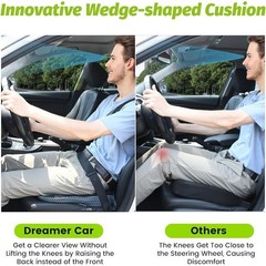 Wedge Car Seat Cushion Memory Foam Non-Slip Adjustable Straps Driving Comfort US