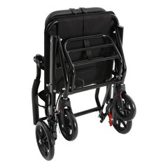 Black Portable Travel Transport Wheelchair with Handbrake 220lbs Load Capacity