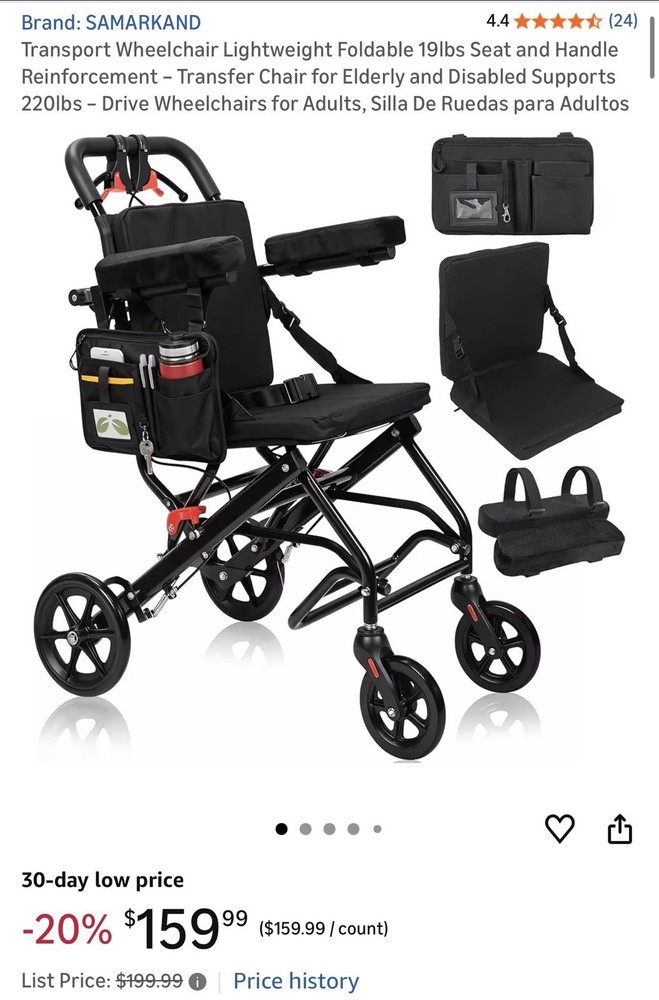 Lightweight Foldable Transport Wheelchair Brand New In Box Never Used In Box