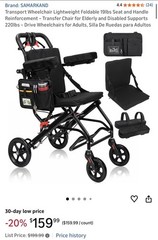 Lightweight Foldable Transport Wheelchair Brand New In Box Never Used In Box
