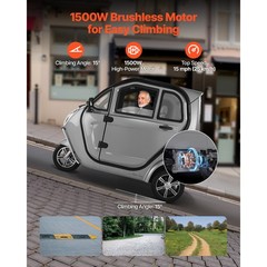 Uimoso 3-Wheel Enclosed Mobility Scooter for Seniors,650lbs Capacity,3-Passenger