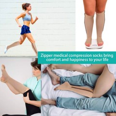 Copper Zipper Compression Socks Support Graduated Stockings Calf Leg Mens Women