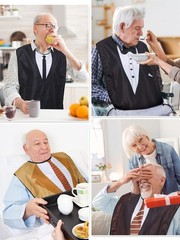 8 Pcs Adult Bib for Eating Bow Tie Pattern Machine Washable Clothing Protecto…
