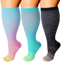 3 Pairs Plus Size Wide Calf Compression Socks for Women 3X-Large Multicolor 1