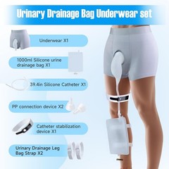 Male External Catheter w/ 1000ml Urine Bag Anti-Slip Straps Reusable