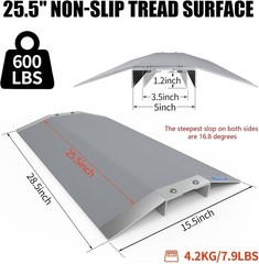 UOKRR 28.5″ Aluminum Threshold Ramp 1.2″ Rise Non-Slip Wheelchair Bridge