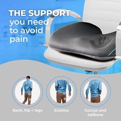 Klaudena Memory Foam Chair Cushion for Back Support, Sciatica Pain Relief
