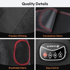 QUINEAR KNEE MASSAGER AIR COMPRESSION HEAT KNEE BRACE WRAP QN-031KS – BLACK/RED