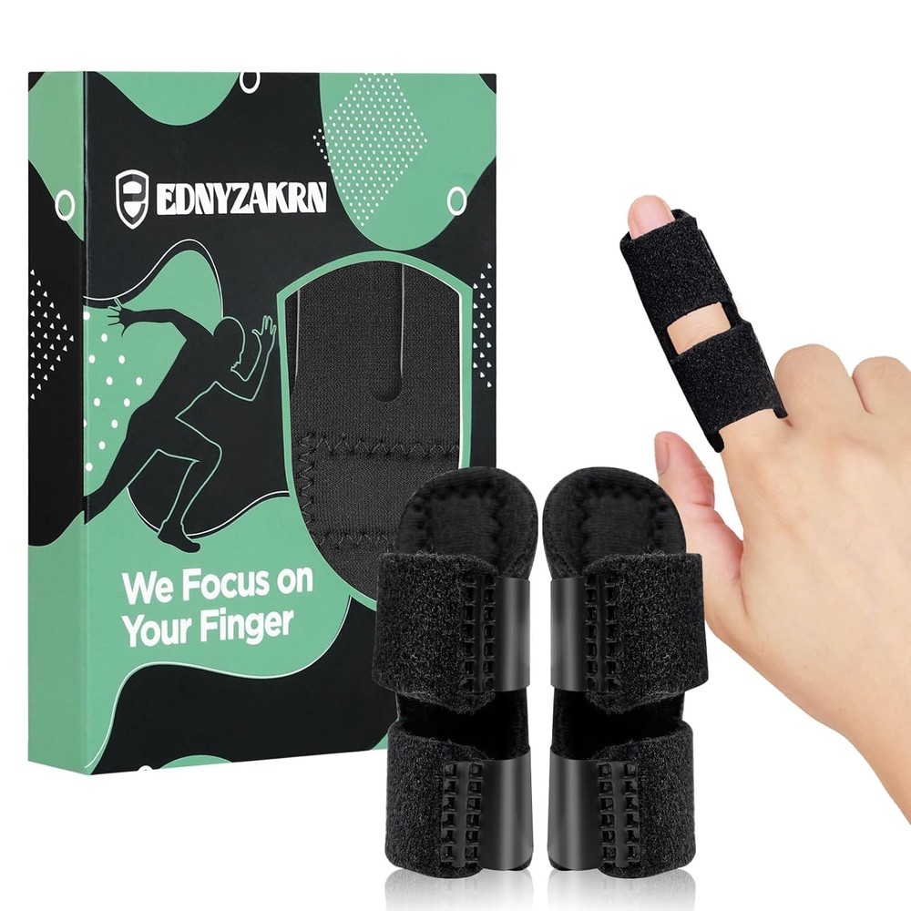Finger Splint, Black, 2 Count | Trigger Finger Support, Broken Finger, Arthritis
