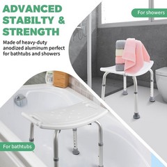 Shower Chair Bath Stool Seat Padded Height Adjustable Bathtub Shower Seat 350lb
