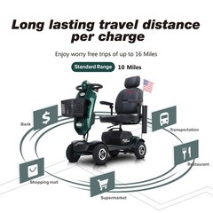 Outdoor Compact Mobility Scooter with 2pcs*20AH Lead acid Battery, 16 Miles