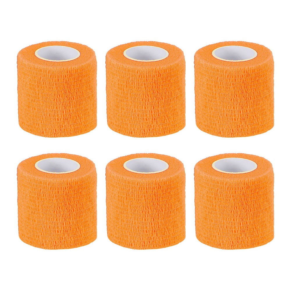 6Pack 1″ x 177″ Self Adhesive Bandage Wrap Elastic Self Tape Orange