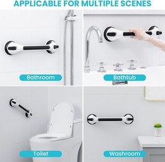 TAILI Shower Grab Bar 2-Pcs 16.8 Inch Suction Cup for Bathroom Bathtub Grip,Blk
