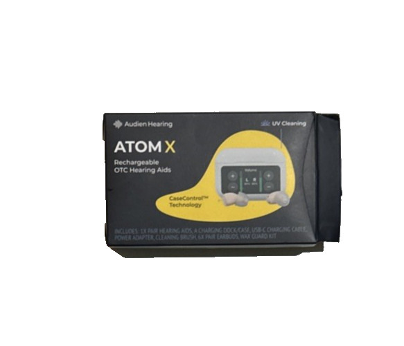 Audien Hearing Atom X Rechargeable Hearing Aids UV Cleaning CaseControl Tech