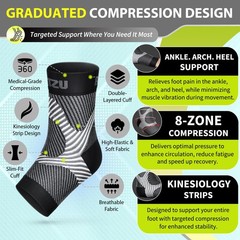 BLITZU Compression Socks for Plantar Fasciitis, Small/Medium (1 Pair), Black