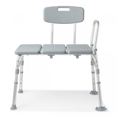 Medline Transfer Bench with Back, 400 lb. Capacity, Adjustable Height, 1 Count