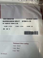 New Knit-Rite Prosthetic Super Sock 100% Wool 5 PLY 9” Top 6” Toe x 16” 1K150316