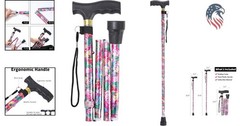 Stylish Pink Adjustable Walking Cane for Enhanced Mobility – Lightweight Design