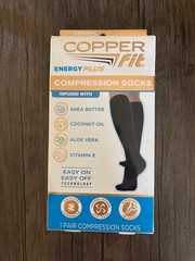 Copper Fit Energy Plus Compression Socks Black Size L/XL Unisex